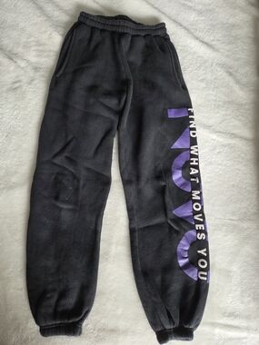 NUVO Dance Comp Black Purple Sweatpants XS Drawstring